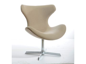 Aludra Mid-Century Beige Fabric Lounge Chair