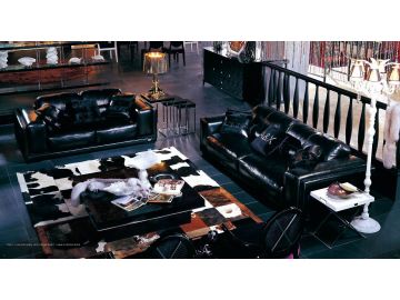 AX001 Modern Black Leather Sofa Set