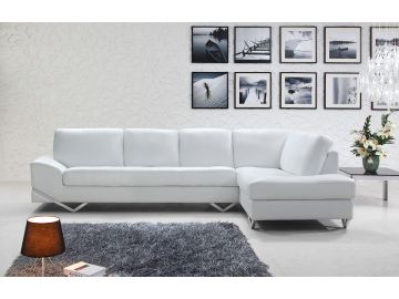 Vanity - Modern White Leather Right Facing Sectional Sofa