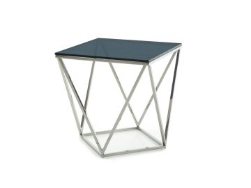 Modern Vector Modern Smoked Glass & Stainless Steel End Table
