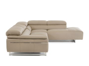 Velluto Modern Taupe Full Leather Sectional Sofa