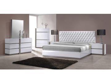 Vero Modern White Tufted Bedroom Set