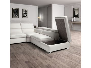 Lamod Italia Vertigo - Modern White Leather Right Facing Sectional Sofa with Storage