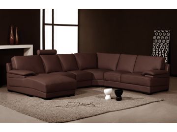 2227 Modern Brown Leather Sectional Sofa