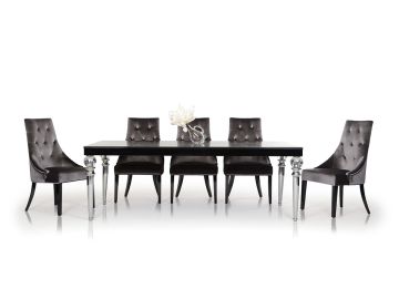 Baccarat Transitional Black Crocodile Lacquer Dining Table