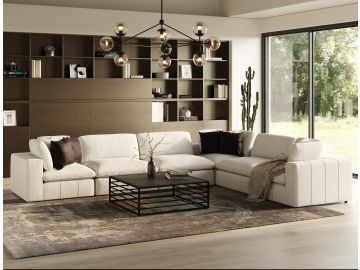 Vicki - Modern Off-White Fabric Modular Armless Seat