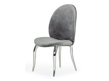 Vince - Glam Grey Velvet Dining Chair Set of 2
