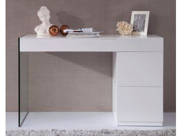 Volare Modern White Floating Glass Vanity w/ Mirror