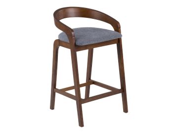 Vougler - Modern Grey Fabric + Walnut Counter Chair (Set of 2)
