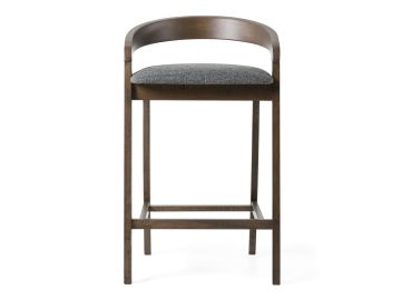 Vougler - Modern Grey Fabric + Wenge Counter Chair (Set of 2)