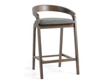 Vougler - Modern Grey Fabric + Wenge Counter Chair (Set of 2)
