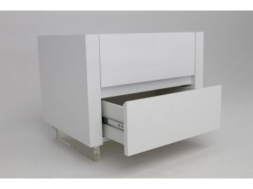Volterra - Contemporary Floating White Queen Bed With Lights