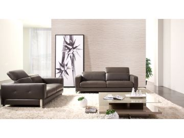Perth Modern Dark Grey Leather Sofa Set