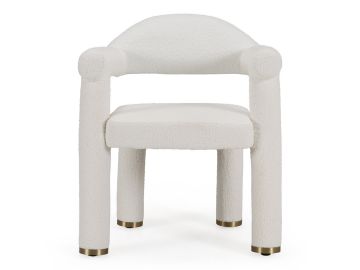 Walbrook - Modern Off-White Fabric + Gold Dining Chair