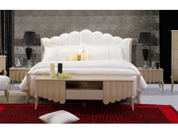 Waterfall Elegant Beige Leather Bed