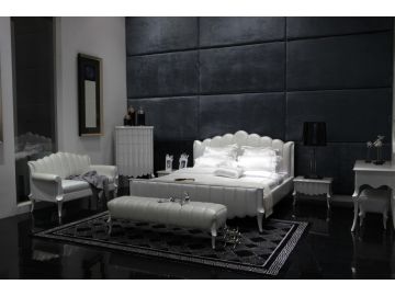 Waterfall Modern White Leather Bed
