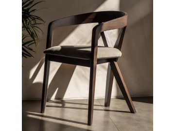 Weiss - Mid-Century Modern Light Grey Fabric + Wenge Dining Chair