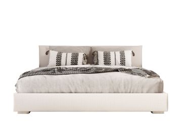 Sogno - Italian Modern Beige Fabric Low Headboard Bed