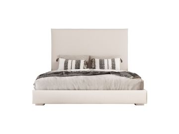 Sogno - Italian Modern Beige Fabric High Headboard Bed