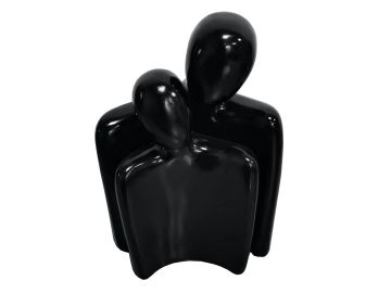 Two People Modern Black Sculpture