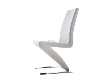 Y034 Modern Pattern-Stitched White Eco-Leather Dining Chair