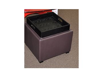 K-Y063 Full Leather Espresso Ottoman with Storage and End Table