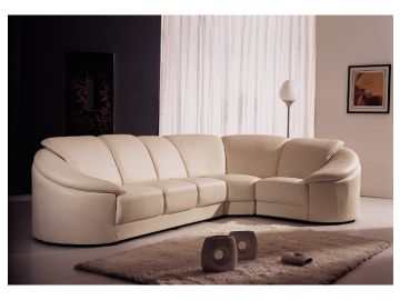 T21 Contemporary Cream Leather Sectional Sofa