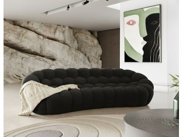 Yolonda - Modern Curved Black Fabric Sofa Set