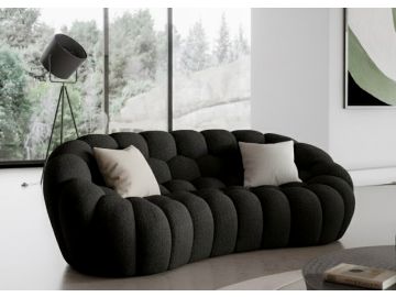 Yolonda - Modern Curved Black Fabric Loveseat