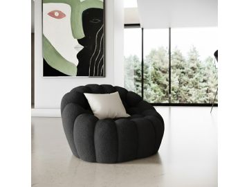 Yolonda - Modern Curved Black Fabric Chair