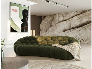 Yolonda - Modern Curved Green Fabric Sofa