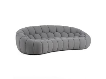 Yolonda - Modern Curved Light Grey Fabric Sofa