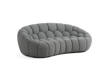 Yolonda - Modern Curved Light Grey Fabric Loveseat