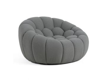 Yolonda - Modern Curved Light Grey Fabric Chair