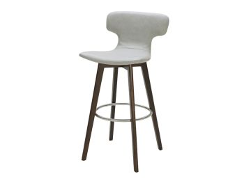Modrest Zach Mid-Century Grey Eco-Leather Bar Stool