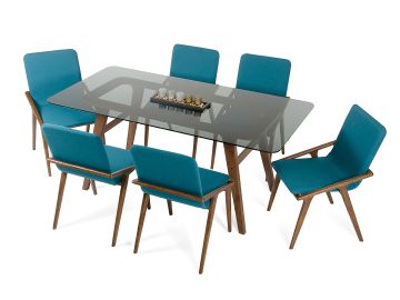 Zeppelin Mid-Century Smoked Glass Dining Table