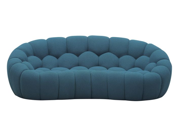 Divani Casa Yolonda - Modern Curved Dark Teal Fabric Loveseat