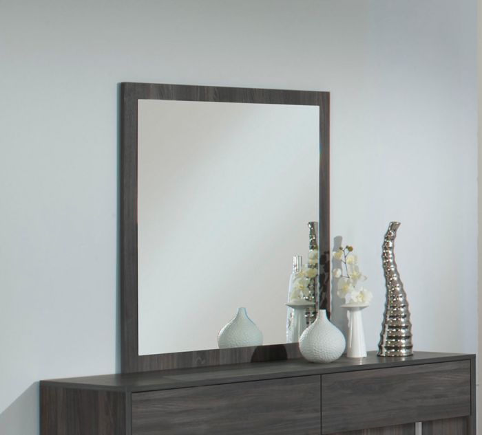 grey dresser mirror Floren Contemporary Weathered Gray Wood 6-Drawer Dresser with Mirror –  Roundhill Furniture main image 1