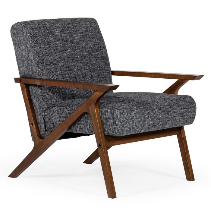 Candea - Mid-Century Walnut and Grey Accent Chair