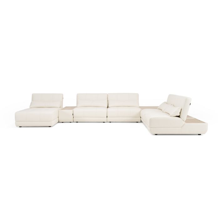 Divani Casa Garfield - Modern Off-White Leather 7-Piece Modular