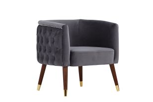 Modrest Bethel Modern Grey Velvet Accent Chair