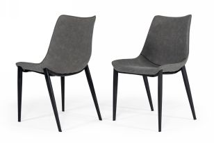 Modrest Frasier - Modern Grey Eco-Leather Dining Chair (Set of 2 )