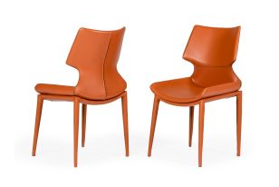 Modrest Helwig - Contemporary Cognac Eco-Leather Dining Chair  (Set of 2)