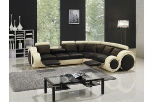 T27C Modern Leather Sectional Sofa with Footrests
