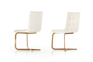 Haslet - Modern White & Rosegold Dining Chair (Set of 2)