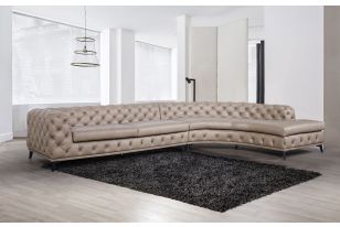 DIvani Casa Kohl - Contemporary Tan RAF Curved Shape Sectional Sofa w/ Chaise
