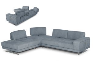 Lamod Italia Mood - Contemporary Blue Leather Left Facing Sectional Sofa