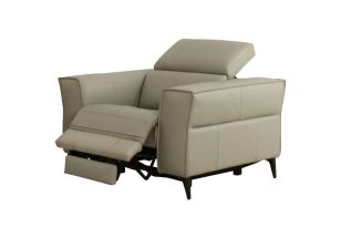 Divani Casa Nella - Modern Light Grey Leather Armchair w/ Electric Recliner