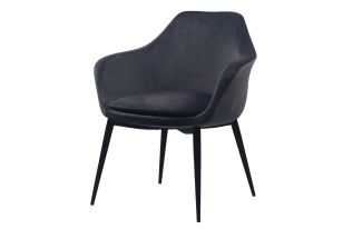 Modrest Wilson - Modern Grey Velvet & Black Dining Chair