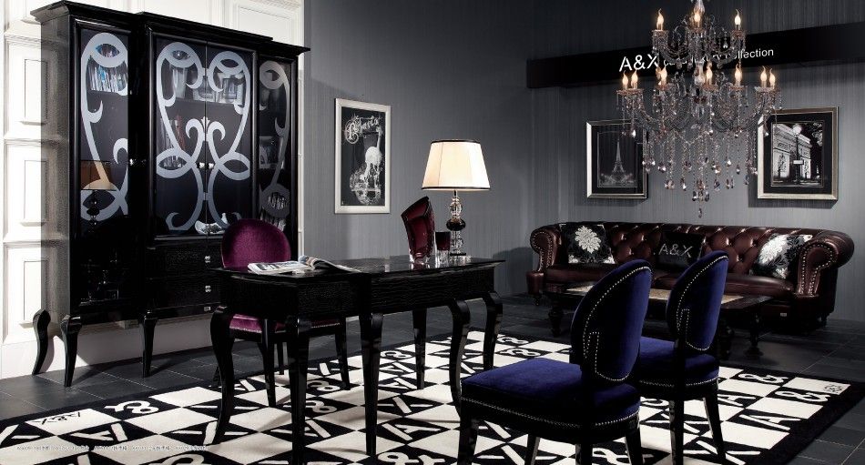 A&X Transitional Black Office Desk